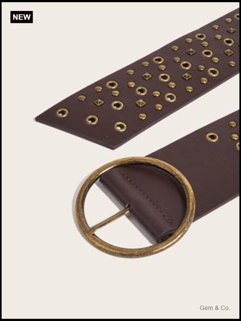 Wide Studded Chunky PU Leather Belt - Boho Concho Belt for Jeans & Dresses - Picture 3 of 7